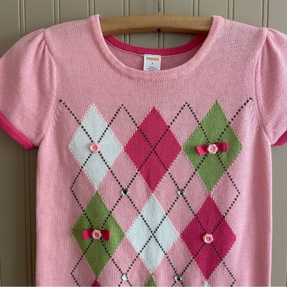 Gymboree New With Tag Pink Argyle 100% Cotton Knit Dress Child Size 9 - Picture 2 of 11